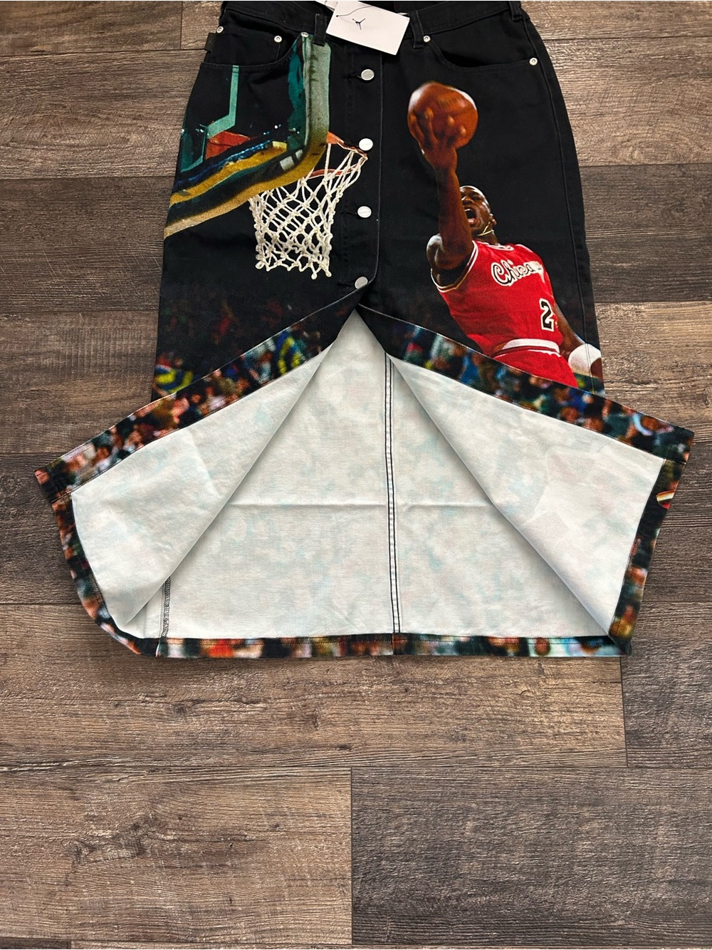 Air Jordan Printed Skirt/ Maxi/ Black Denim/ Size S/ Front Buttons/ Standard Fit - Picture 9 of 10